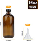 16oz Glass Bottles  12 Pack Amber Glass Storage Bottles Sets With Lids amber Gla