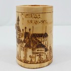 Handmade Romania Souvenir Mug 5  Burned Bran Castle Wood Folk Art Travel Cup