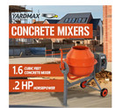 Ym0046 Concrete Mixer Portable 1 6 Cu Ft Solid Steel Drums 1 6 Hp Motor