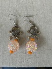 Pierced Earring Skull Cross Bones Orange Sparkly Ball Fall Autumn Halloween Goth