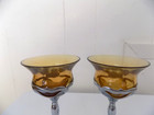 Vtg 1932 Art Deco Farberware Chrome Craft Amber Cambridge Glass Cocktail Stems
