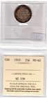 1919 Canada 25 Cents Silver Coin - Iccs Ms 62
