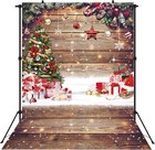 Christmas Wood Wall Backdrop Winter Snowflake Christmas Tree Wood Floor Photo   