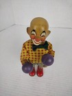 Vintage 1950s Plastic Wind Up Bald Clown Toy 7  Tall Baby Bach Tested Works