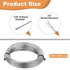 304 Stainless Steel Cable Wire Rope Kit 100ft  30m  Long 1 32   0 8mm  Dia 7x7