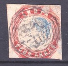 1854 India 4a Blue   Red Cut Square Type 7 Cancel  - Possible Singapore Usage