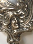 1901 Sterling Hand Mirror  Art Nouveau Lady s Face  Flowers In High Relief 10 
