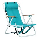 2 Pcs Folding Beach Chair  4 Position Portable Backpack Camping Chair cup Holder