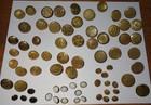 70 Antique R   W Robinson Buttons  Sizes  Glass Inserts  Mass Volunteer Militia
