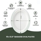 Disposable Plates Oval - 10x12 5  125 large Bagasse Everyday Dinner Plates - Fpn