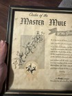Framed  order Of The Master Mule Skinners  Grand Canyon Certificate