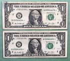 2013 B Duplicate Star Note Error  1 Dollar Bill Double Printed Error Fw Print X2