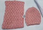New Old Navy Crochet Knit Soft Infinity Scarf   Beanie Hat Set Pink Free Ship