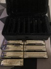 Set Of 7 Hohner Bluesband 10 Hole Harmonicas Keys A B C D E F G With Fitted Case