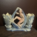 Lady Figurine With Double Vase   Planter Vintage Art Deco 
