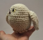 Handmade Crochet Cream  owl  Soft Mini Plush Safety Eyes One Of A Kind Gift Idea