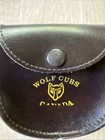 Vintage 1960s Wolf Cubs Canada Belt Pouch Scouts Brown Leather Uniform Accessory