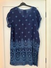 Johnny Was Embroidered Blue Cupra Rayon Tunic Blouse Size Small