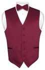 Men s Dress Vest Bowtie Hanky Burgundy Color Bow Tie Set For Suit Or Tuxedo