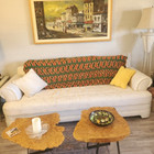 Vintage Handmade Ripple chevron Afghan Lg 58in X 80in Mid Century Modern To 70 s