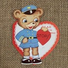 Stop Bear Me In Mind Police Bear Heart Fold Out Valentine Card Circa 1940 s