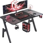 47 55 Inch Gaming Desk With Headphone Hook   Cup Holder  Computer Desk  Black