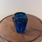 Vtg Viking Bluenique Glass Lighter Holder Faceted Diamond Point Blue Mcm 3 75 