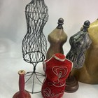 Vintage Doll Dress Form Lot Of 9 Wooden Plush Victorian Wire Frame 