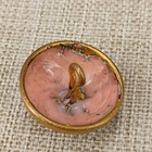 Antique 22mm Gilt Brass Enamel Button Domed Red Blue Gold Floral Art Nouveau
