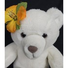 Dakin Vtg White Teddy Bear Plush Stuffed Animal Toy Floral Bow 15  80s Cuddly