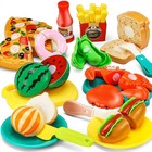 45 Items 94 Pcs Cutting Play Food Toy Gift   Pretend Cooking For Kids Kitchen