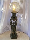 1920 Antique Art Deco Nouveau Figural Table Lamp  Orig Glass Globe Shade