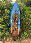 Set Of Tiki Bar Sign And Tropical Tiki Surf Airbrushed Mango Wood Surfboard