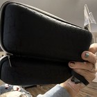 Black Hard Zipper Faux Leather Eyeglass sunglasses Case Holder 7x4x3 In