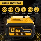 2pack 12 0ah For Dewalt Flexvolt 20v 60v Max Battery And Charger Dcb609 Dcb606-2