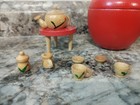 Rare Japan Vintage Painted Wood Child   s Miniature Apple Toy Tea Set 