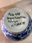 Vintage Turkish Kutahya Handmade Hand-painted Blue White Ceramic Vase