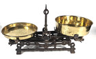 Antique French Cast Iron 10kg Balance Scale Brass Pans Solid Brass Weight Set