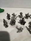 Fantasy Pewter Figurine Set With Castle Display Wizards Dragons Unicorns