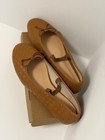 Women s Woven Leather Ballet Flats Tan Brown Slip-on Shoes Size 9 5