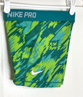 Nike Pro Girls Medium M Athletic Running Shorts Blue Green Fitted Elastic Waist