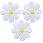 3-pack Large White Daisy Applique Patch - Embroidered Flower Badge 2   iron On 