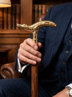 Brass Crocodile Head Handle Wooden Walking Cane  Gentleman s Walking Stick
