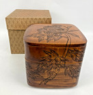 Japanese Vintage Wooden J  bako Box Flower Carving Artisan Craft