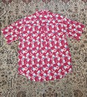 Vtg Roundtree   York Shirt Mens M Red Anchors Geometric Button Down Short Sleeve