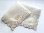 Vintage Hanky Exquisite Hand Embroidered Madeira Off White New W  Tags 1940s