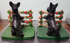 Antique 1930 s Hubley Cast Iron Bookends Pair Black Scottie Dog Scottish Scotty