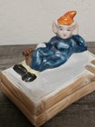 Vintage Pixie Elf Gnome Ashtray Japan Ceramic Rectangle Trinket Dish Ns