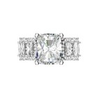 4 30ct Cushion Cut Moissanite Wedding Engagement Ring 14k White Gold Plated Sz-7