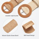 Women Belt Straw Woven Elastic Stretch Wide Waist Belts For Dresses With Buckle